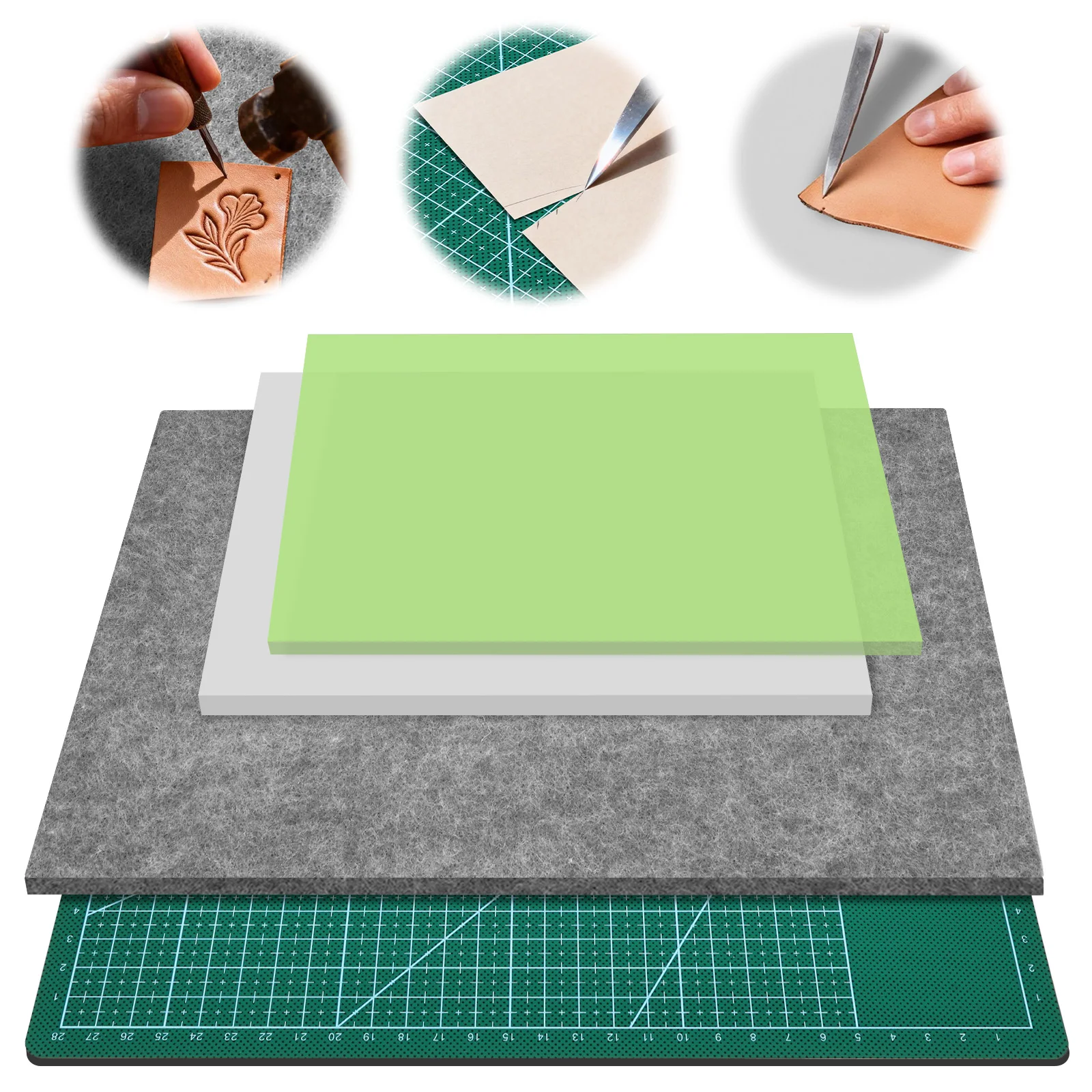 

Набор из 4 кожи, безопасный коврик для резки кожи, звукопоглощающий коврик и коврик для резки А4 для любителей рукоделия своими руками