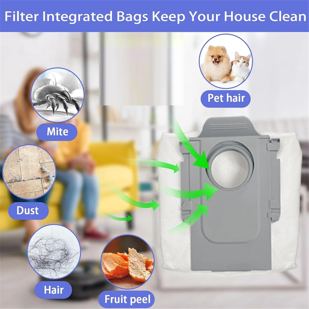 Roborock s8 maxvウルトラアクセサリーセットのスペアパーツ,サイドブラシ,メインブラシ,フィルター,ダストバッグ,サイドクロス付き