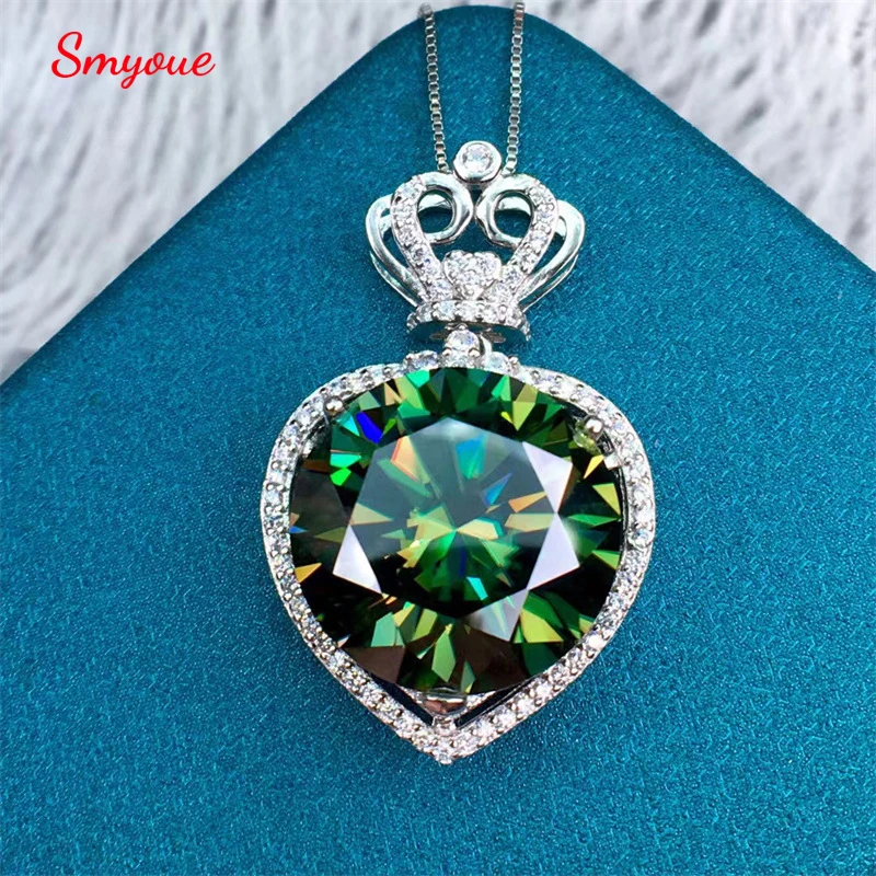 

Smyoue 10CT White Green Moissanite Necklace for Women 14mm Stone Lab Diamond Pendant 100% S925 Sterling Silver Jewelry Wholesale