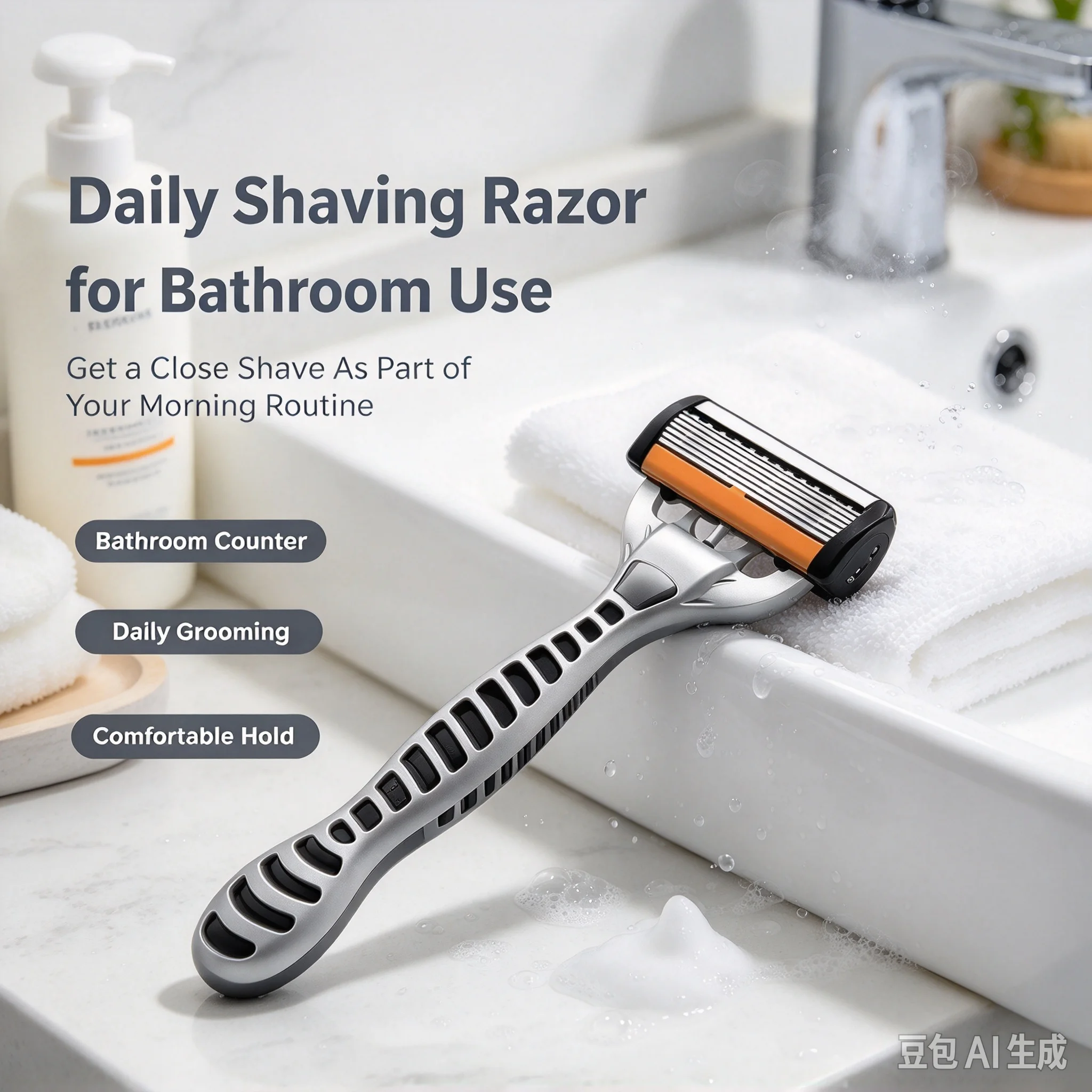 Men's manual razor safety razor 6-layer stainless steel hair removal knife, replaceable razor head, razor tools.