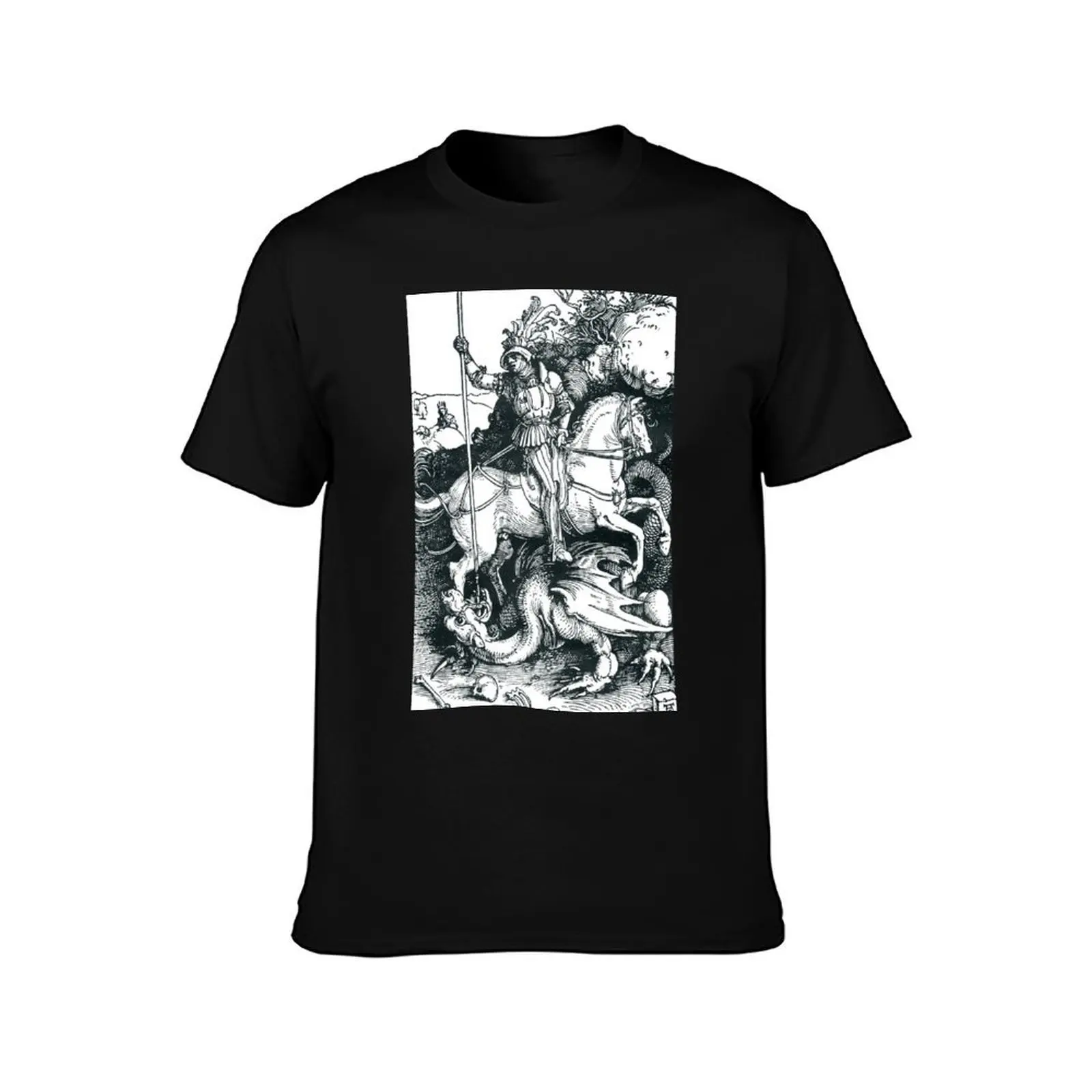 Saint George - Albrecht Durer T-Shirt, Summer Casual Cotton Tee, Oversized Streetwear Tops, Vintage Graphic Print, 100% Cotton