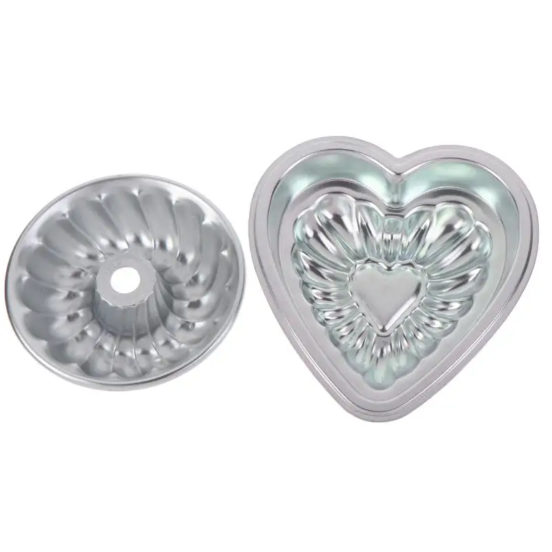 Aluminum Alloy Cake Baking Mold Non-Stick Easy Demold 1Pc Heart Fluted Shape for Home Kitchen DIY Baking Dessert Making