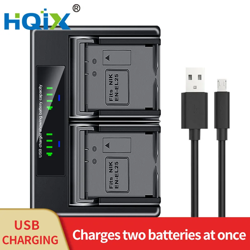 

HQIX for Nikon Z30 ZFC Z50 Camera EN-EL25 Battery Dual Charger