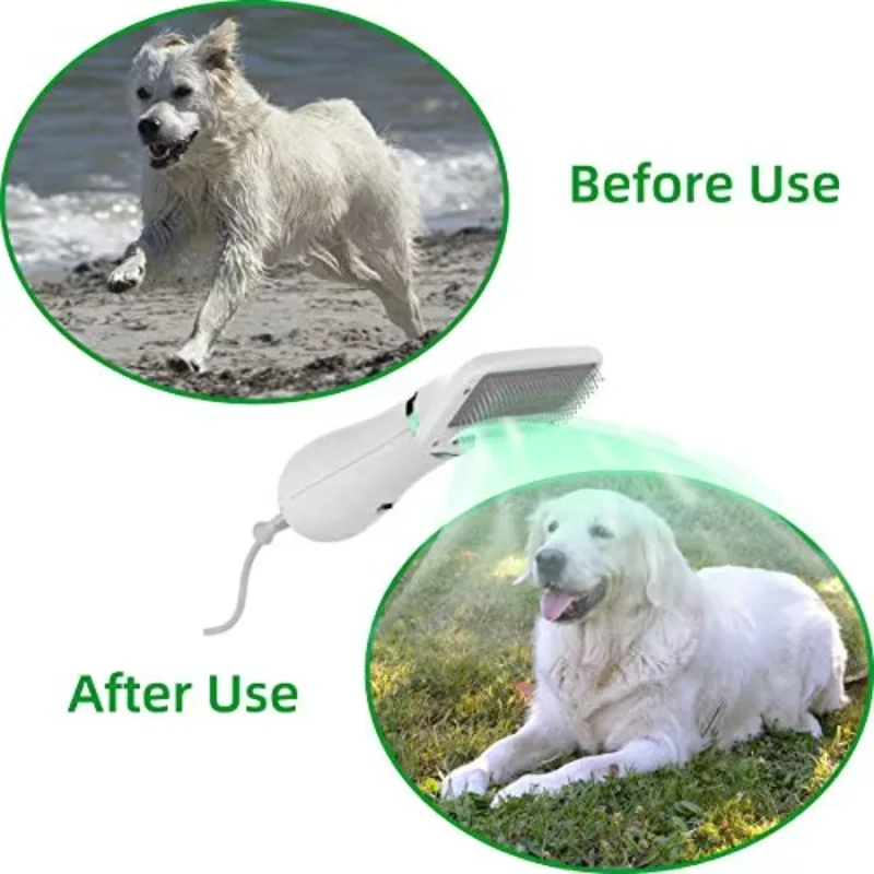 2 in 1 Adjustable Home Dog Hair Dryer with 2 Temperatures Settings Pet Grooming Slicker Brush Made of Durable Plastic