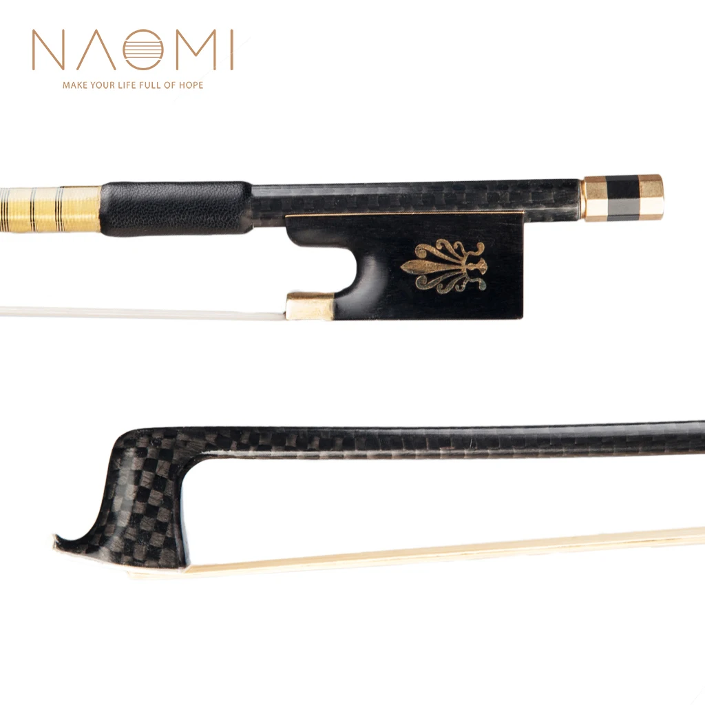 

NAOMI 4/4 Violin Bow Carbon Fiber Bow Ebony Frog Grid Carbon Fiber Bow White Mongolia Horsehair Well Balance