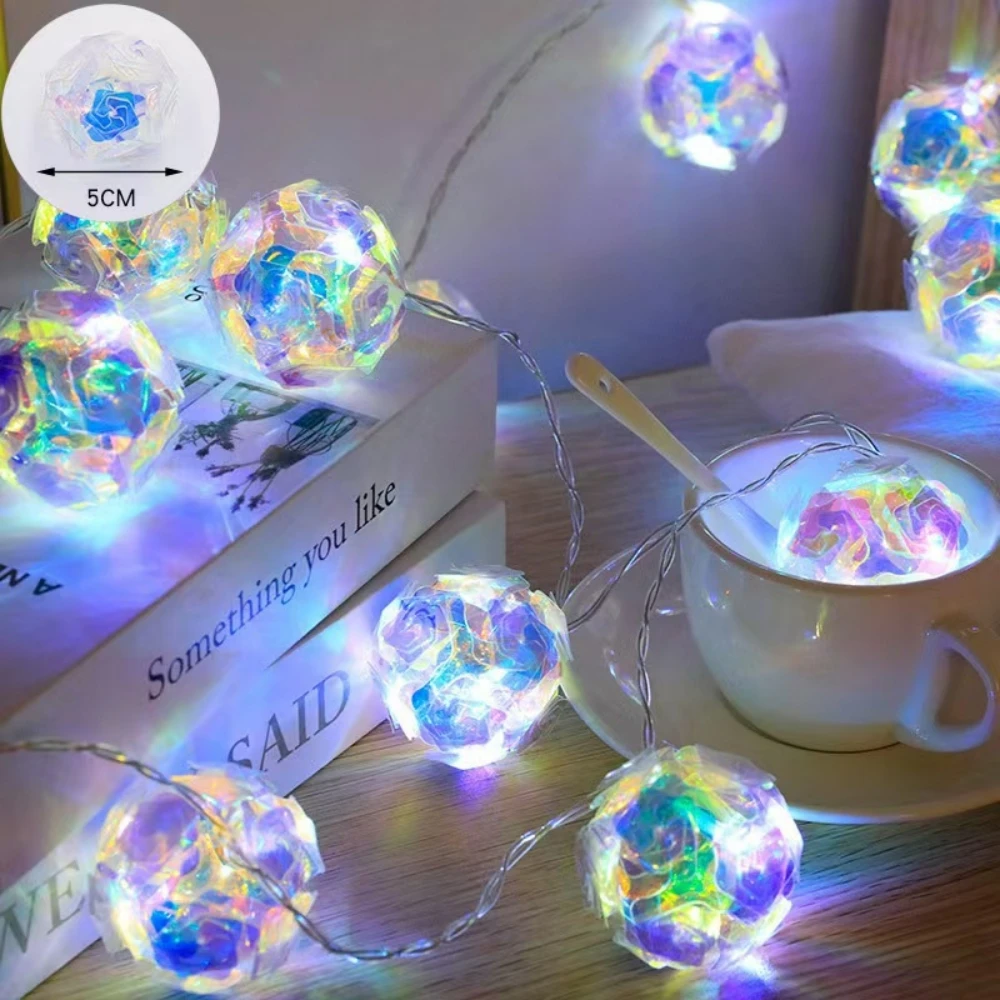 1.5M/3M/6M USB/Battery Powered Flower String Lights Creative Laser Ball Lamp Fairy Lights Wedding Christmas Home Garden Decor