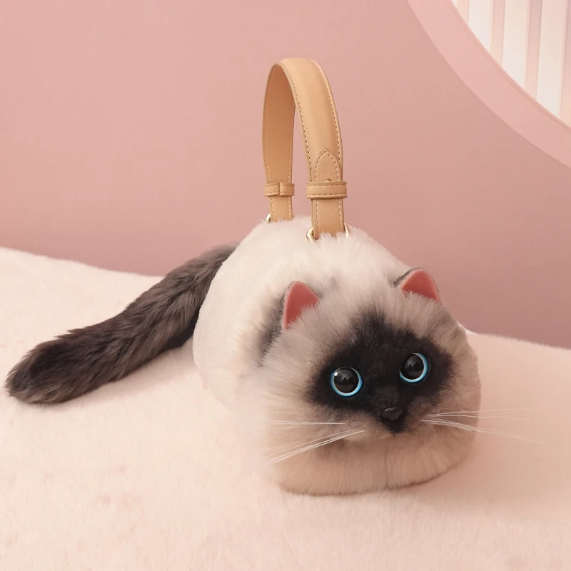 

Fashion Siamese cat Women's Bag 2023 Trend New Handbags Niche Bucket Mini Shoulder Tote Bags Female Nylon Button Crossbody Bags