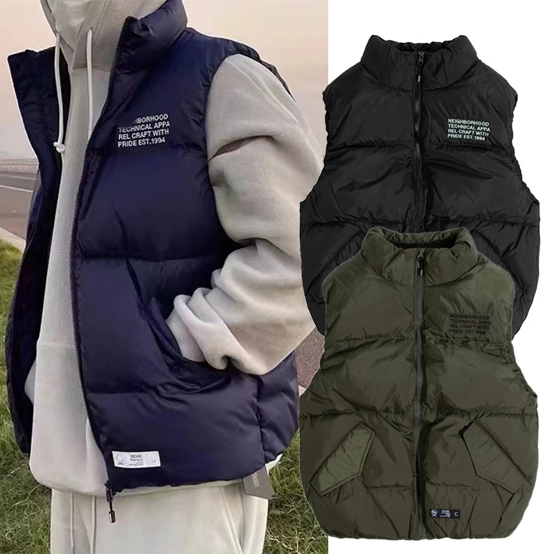 

Утепленный пуховик-жилет из 90% белого пуха, ветрозащитный, водонепроницаемый, в японском стиле, модный бренд, верхняя одежда для молодежи