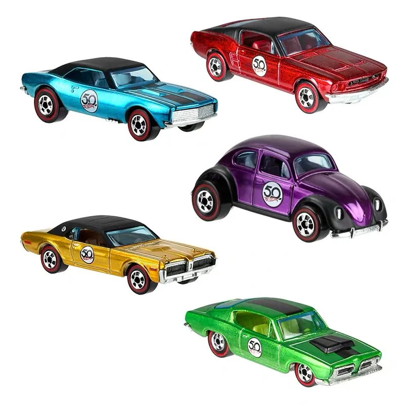 Hot Wheels 50 aniversario edición limitada juguete de modelo de coche de aleación coleccionable con emblema caja de regalo conmemorativa