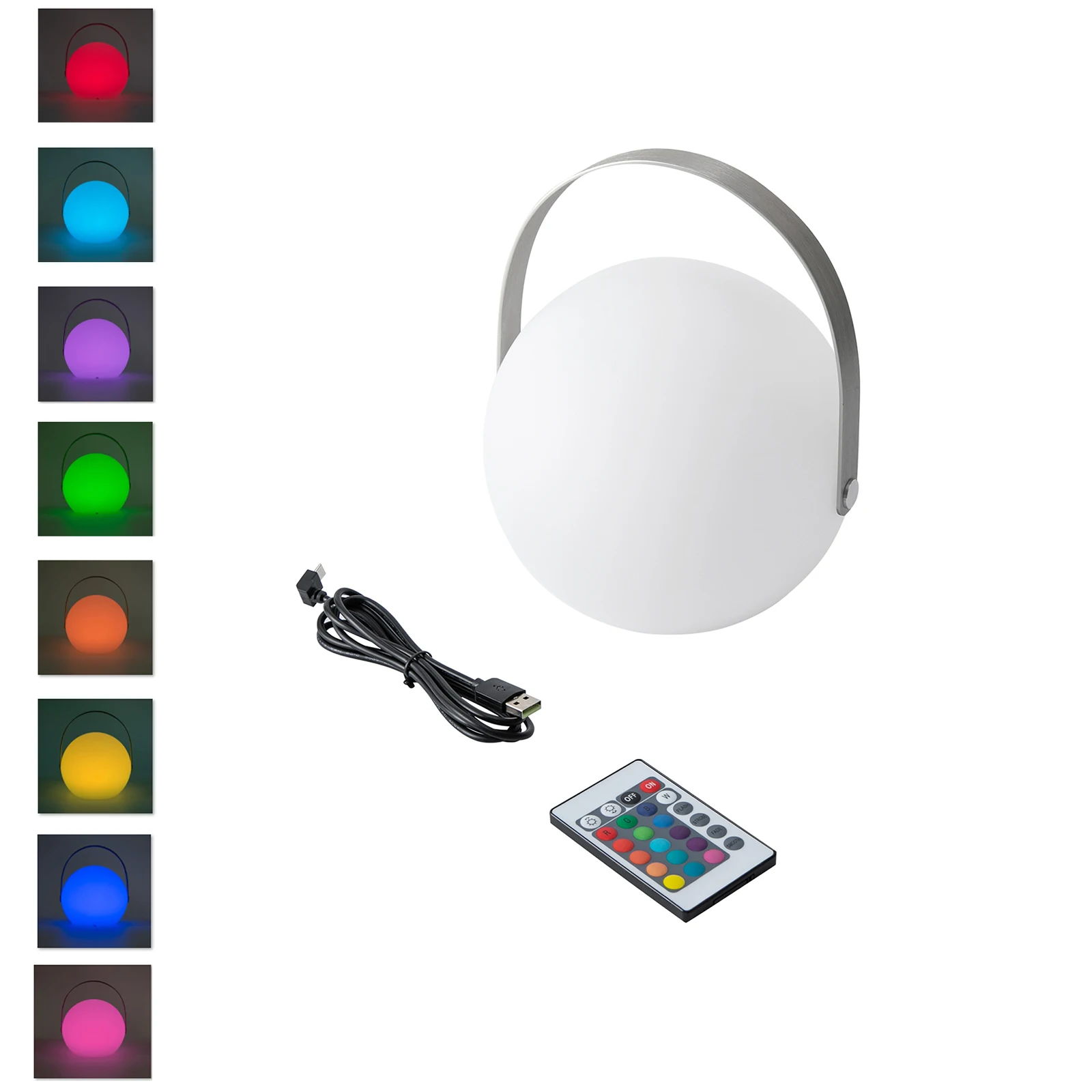 RGB+Warm White Table Lamp - USB Rechargeable w/ Remote, 16-Color Dimmable Table Lamp w/ Remote for Bedroom