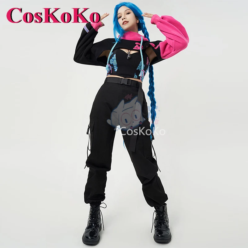 CosKoKo Jinx Cosplay Anime Game LOL Costume The Loose Cannon Fashion derival felpa con cappuccio abbigliamento quotidiano donna Party Play