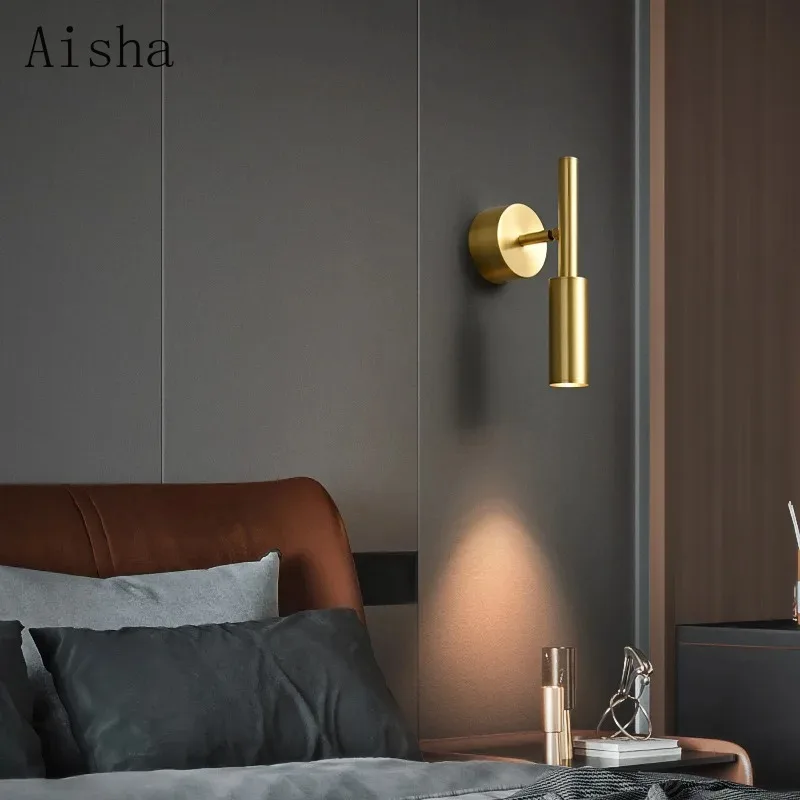 Brief LED Wall Lamp Bedside Lights Rotatable for Parlor Bedroom Reading Lighting Gold/Black Reading Eye-protection Sconces