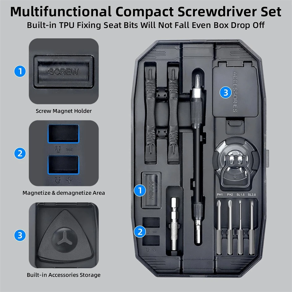 152-in-1 Magnetisches Präzisions-Schraubendreher-Set mit Hex- und Phillips-Magnetbits für iPhone, PC, professionelle Reparatur, Handwerkzeug-Schraubendreher – Detail 12