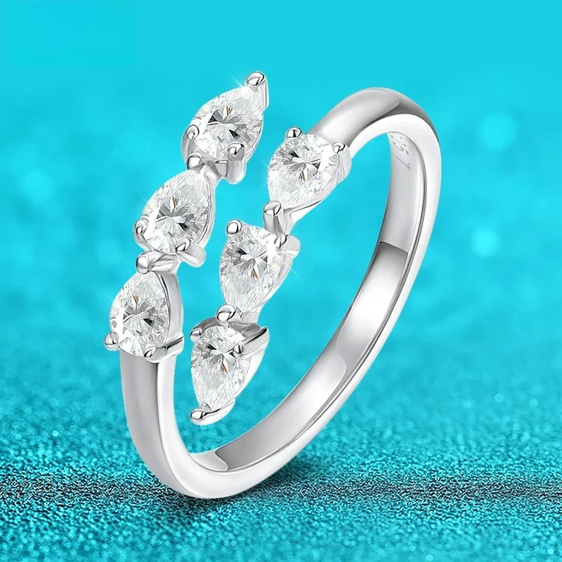 

Test Passed 3*4MM Moissanite Rings for Women Lab Diamond Wedding Band 925 Sterling Silver Female Crown Single Tail Ring