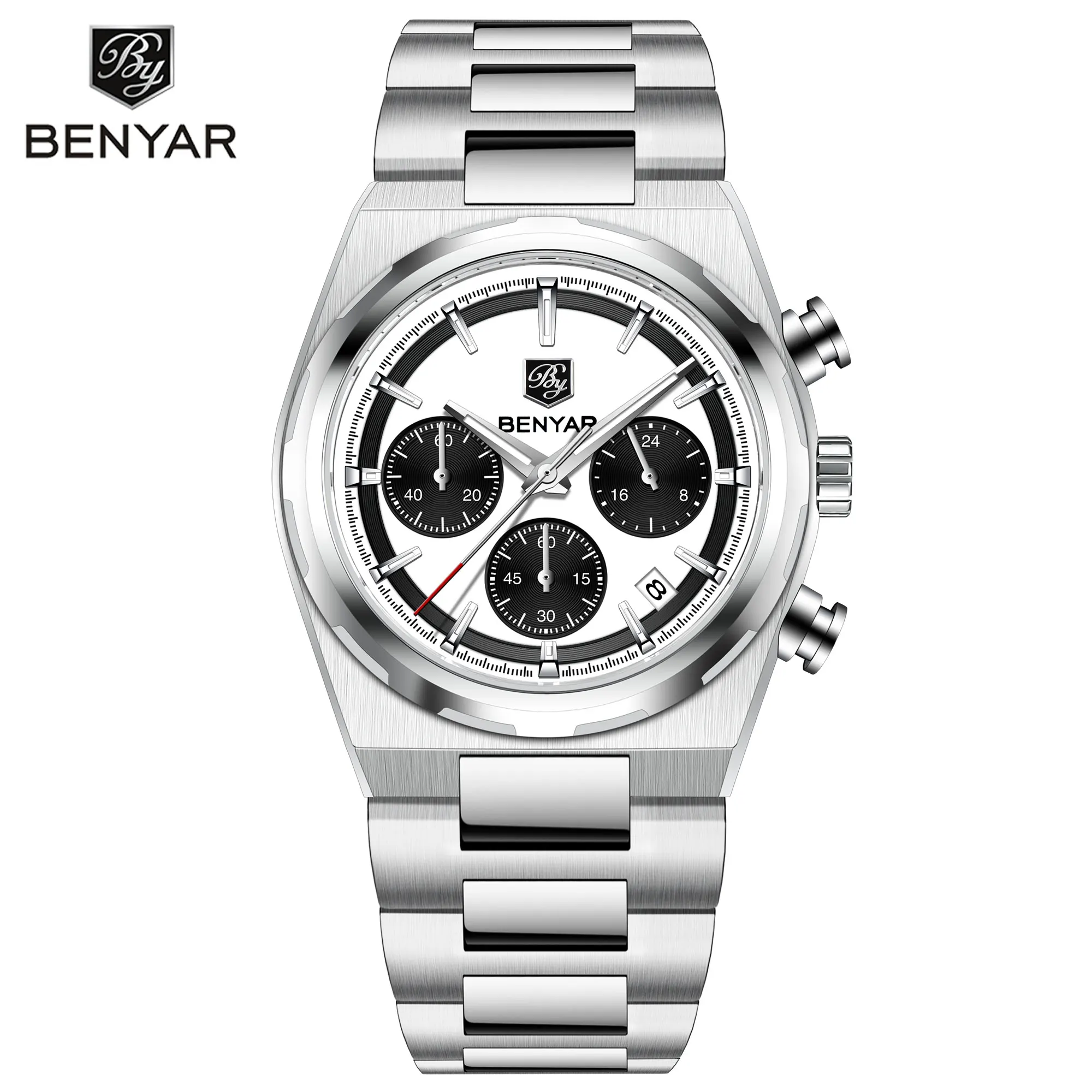 BENYAR 2024 New Watches Men Luxury Brand Chronograph Male Sport Watches Waterproof Stainless Steel Quartz Watch Relojes Hombre