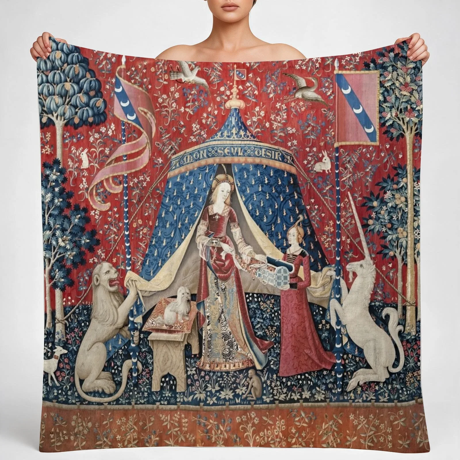 The Lady and the Unicorn My Only Desire Throw Blanket couch cozy soft plush fuzzy picnic outdoor blanket