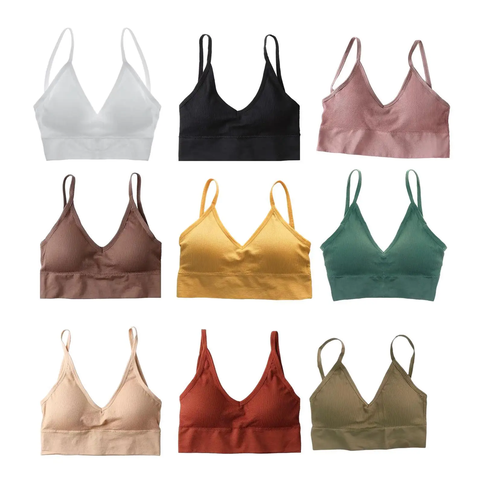 Womens Girls Nylon Padded Bralette Seamless Wirefree Comfort Bra Tank Top