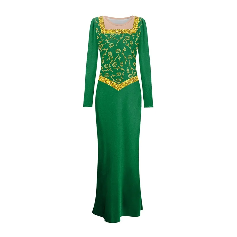 زي الأميرة النسائية فستان أخضر للهالوين فيونا أزياء تنكرية لفيلم شريك أنيمي لعب الأدوار وحفلات العطلات التنكرية