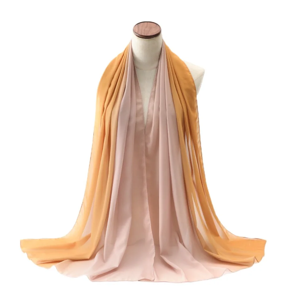 

Fashion Chiffon Ethnic Style Scarf Long Gradient Color Headscarf Thin Foulard Wraps Shawl Female
