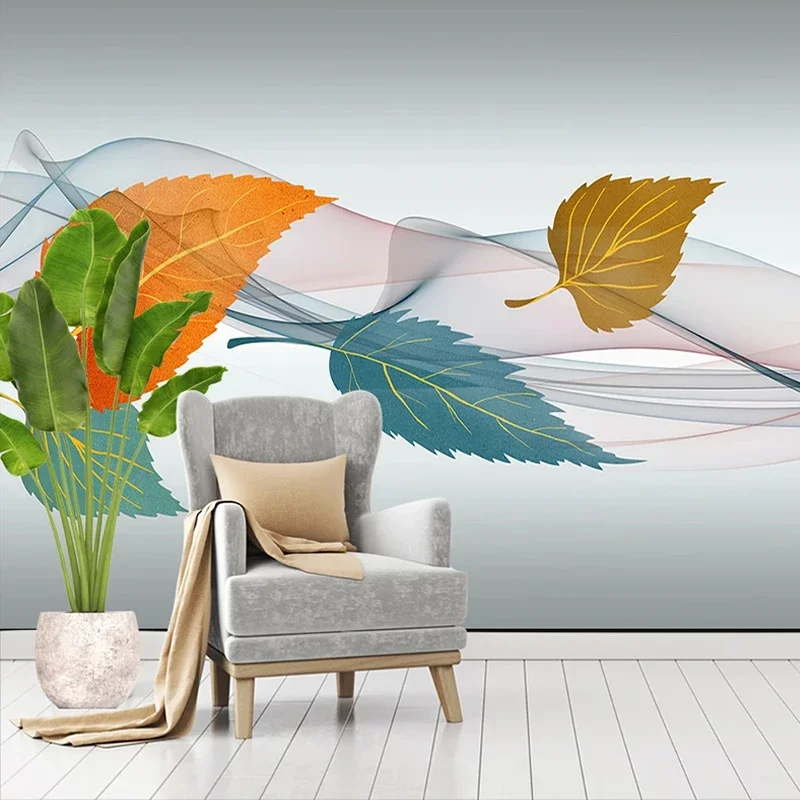 

Custom Mural Wallpaper Wall Art Creative Hand Painted Golden Leaves 3D Living Room Sofa Bedroom Background Photo Papel De Parede