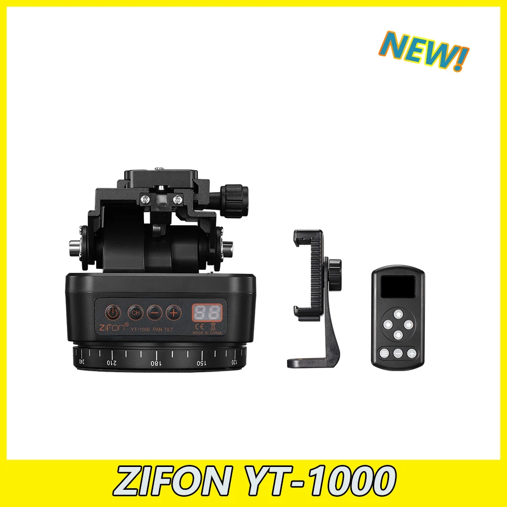 

ZIFON YT-1000 Panoramic Stabilizer Head Automatic Motorized Remote Control Pan Tilt Video Tripod Head for Phones Cameras DSLR