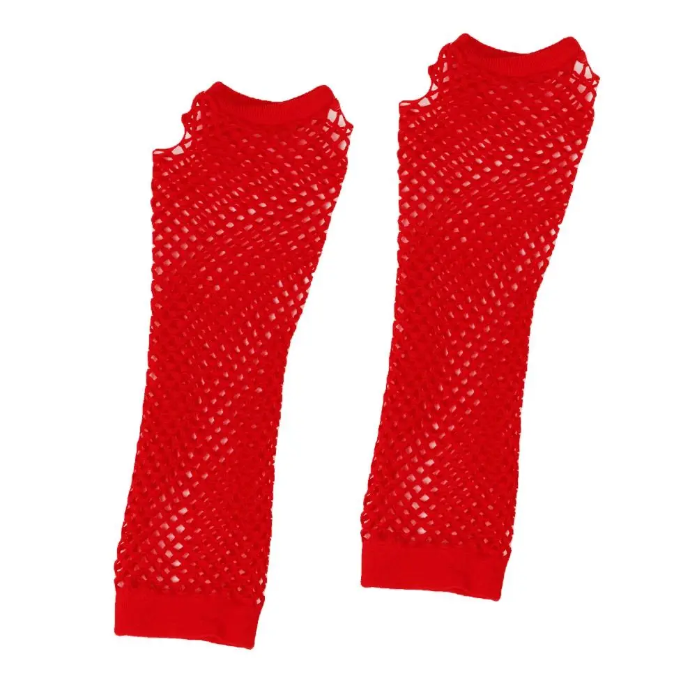 Punk Stretch Women's Fishnet Gloves Punk Style Half Finger Girl's Long Gloves Leg Arm Cuff Black Mesh Gloves Dance Party
