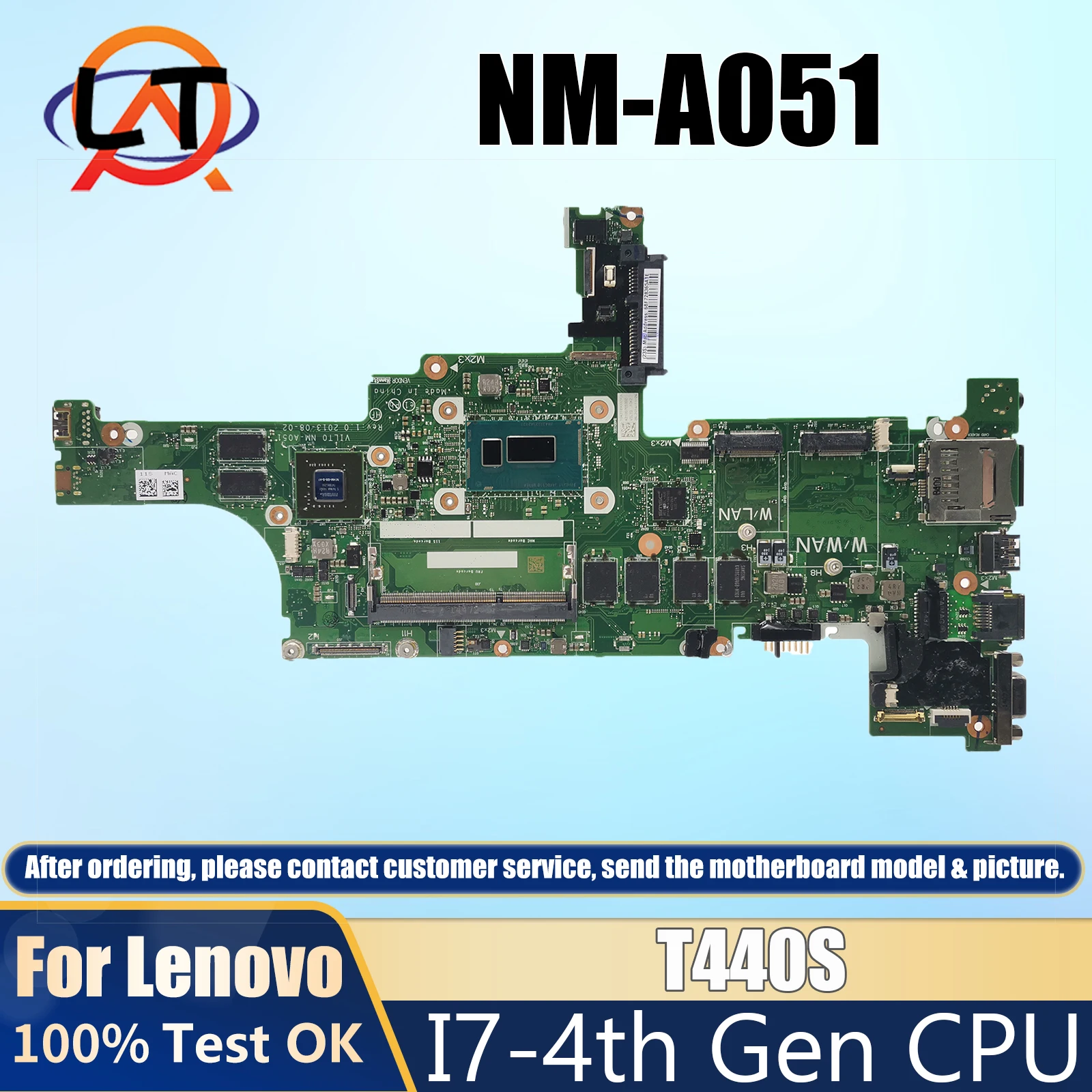 VILT0 NM-A051 For Lenovo thinkpad T440S Laptop motherboard with I7 4th Gen CPU N14M-GS-S-A1 GPU 100% Tested