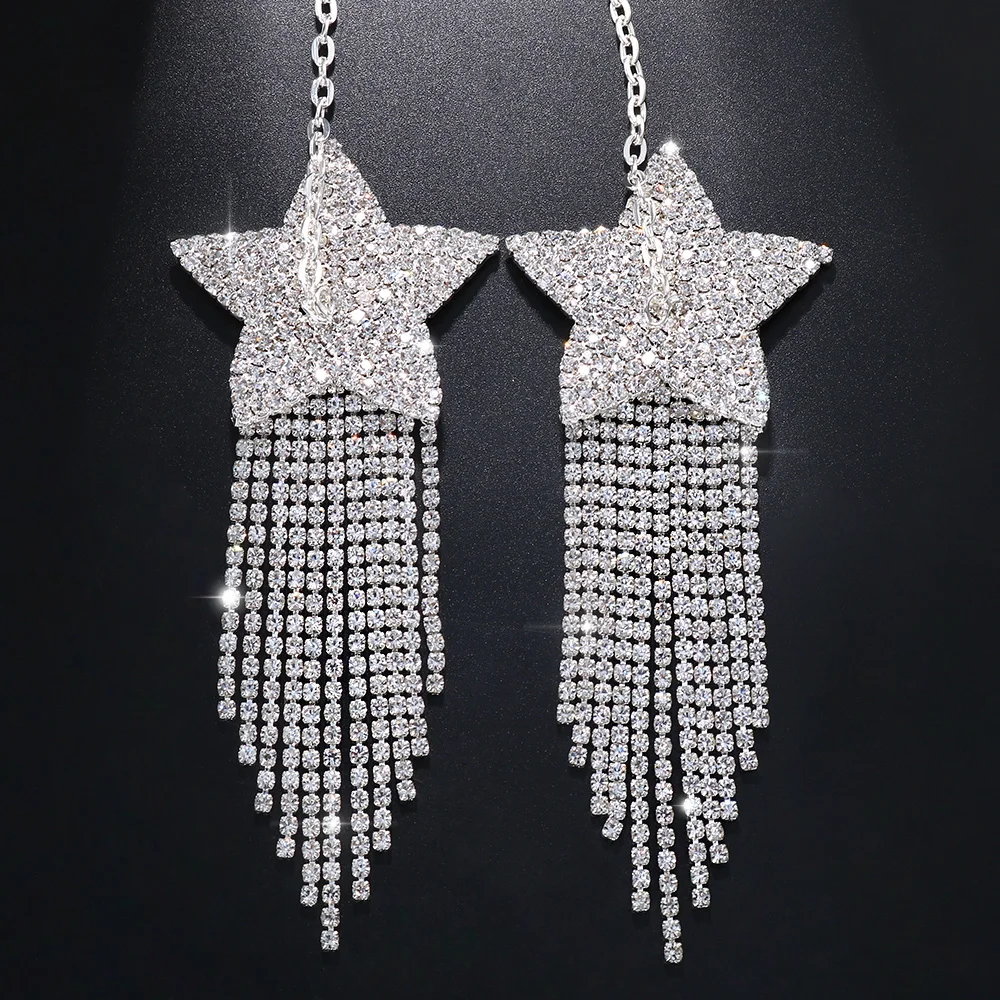 Stonefans شرابة قلادة البوهيمي كريستال للنساء يغطي موضة طويلة لاصق اكسسوارات الحلمة ستار الصدر ملصقات الحفلات