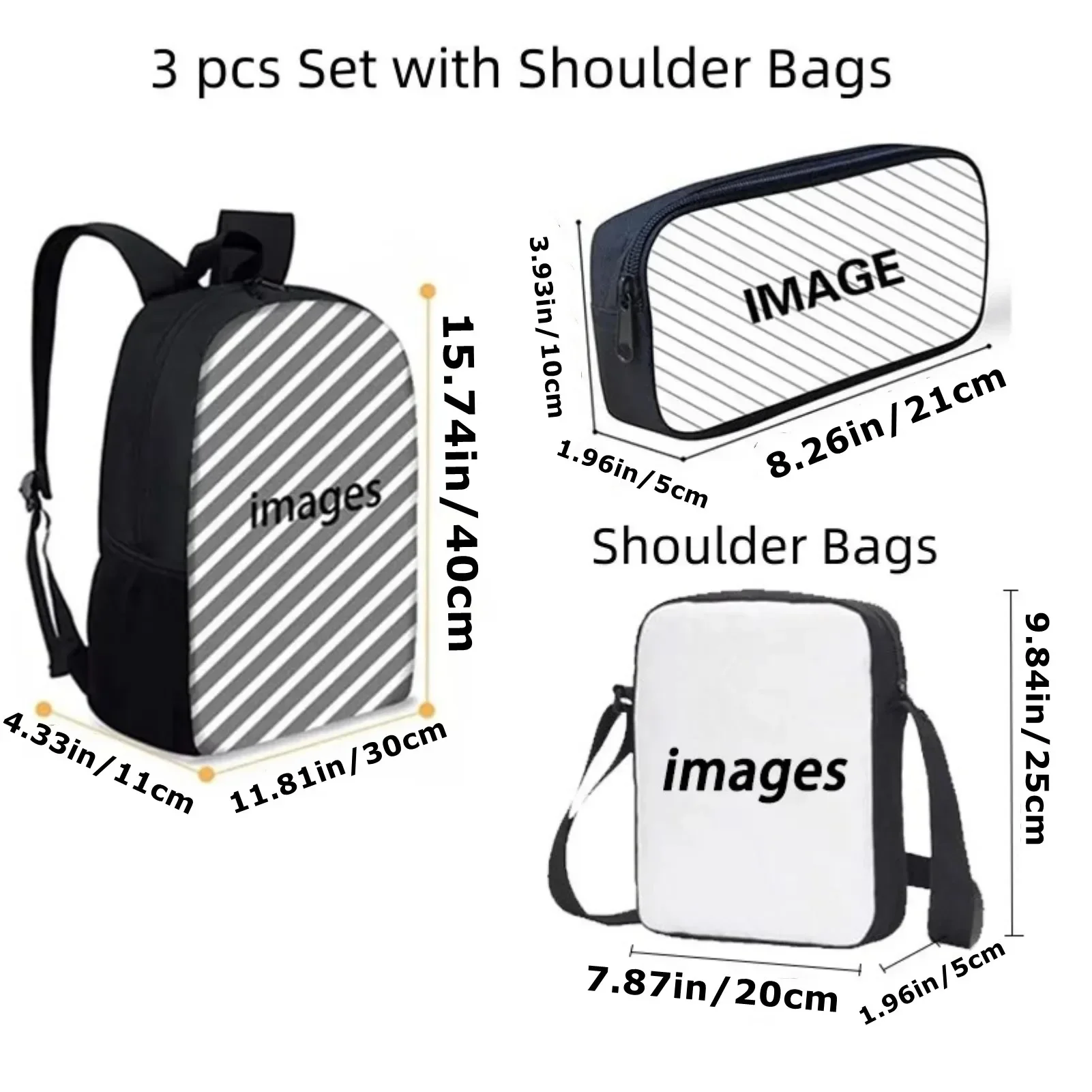 Boys Girls Sprunki School Bookbag-Student 3 in 1 Backpack Set+Shoulder Bag+Pencil Case-Lightweight Casual Daypack for Travel