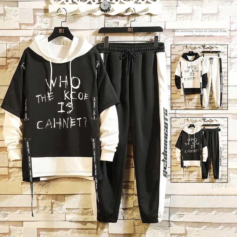 

Men's Casual Hoodie Sweatirt Sportswear Set Autumn Trendy Hip Hop Loose Personali Cool Brand Jaet Streetwear