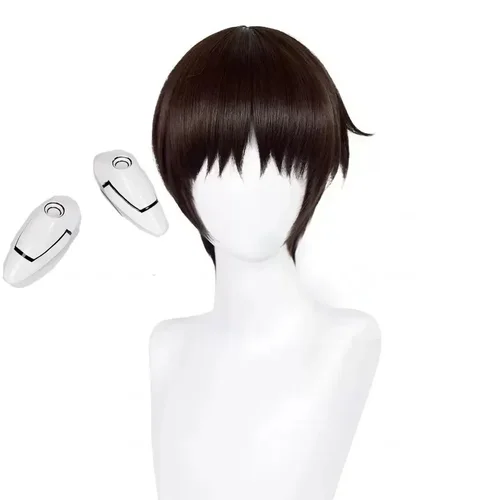 Peluca de Cosplay de Anime Ikari Shinji para mujer, peluca corta de 30cm de color marrón oscuro, pelucas de Cosplay de Anime, pelucas sintéticas resistentes al calor