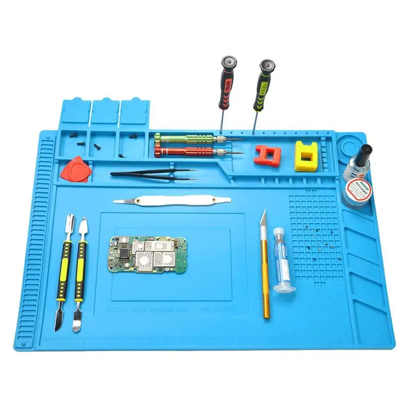 

Repair Pad Insulation Heat-Resistant Soldering Station Silicon Soldering Mat Work Pad Desk Platforms For Soldering Station