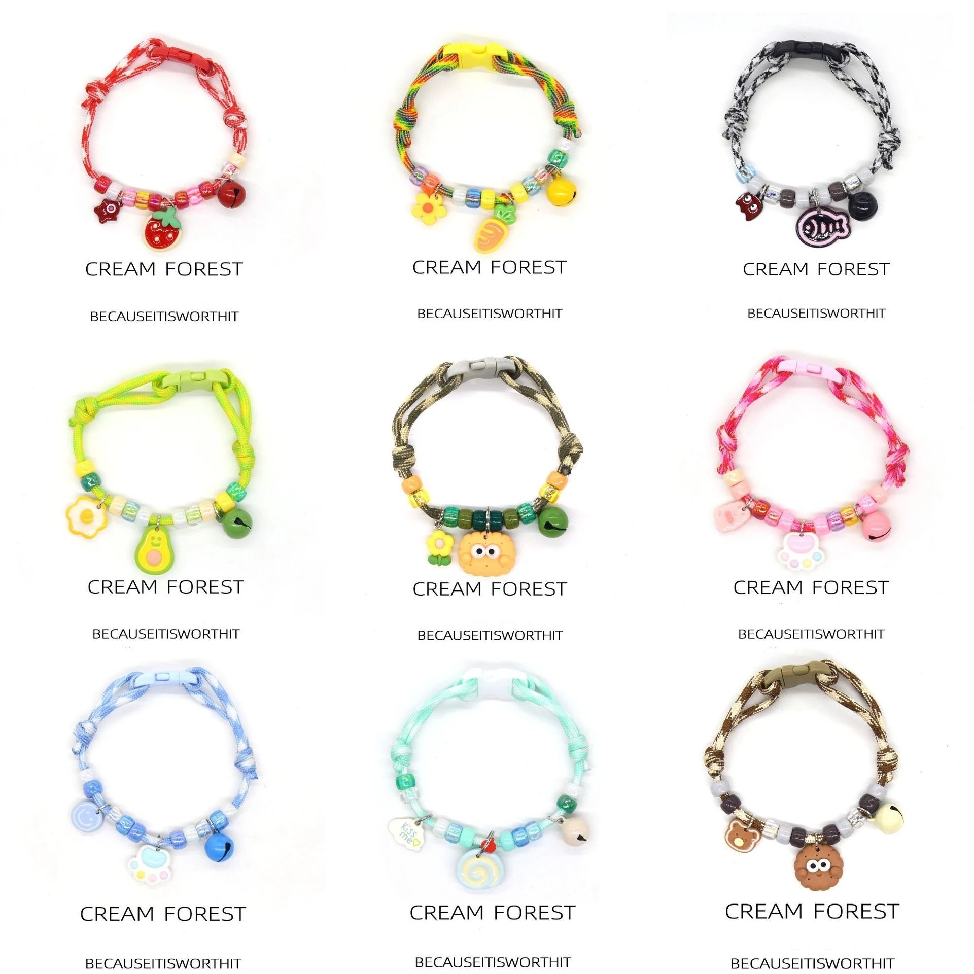 

Cute Colorful Pet Necklace Braided Adjustable Cat Neck Chain with Bells Pet Jewelry Pet Costume Accessories