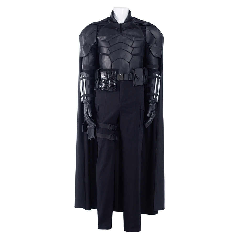 Bruce Cos Wayne Cosplay Costume Male Outfits Jumpsuit with Cloak Halloween Carnival Suit for Adult Men