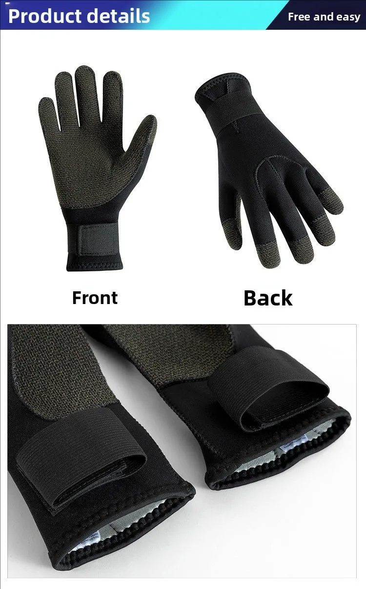 3/5mm Verdicken Kevlar Tauchen Handschuhe Kratzfest Fisch Jagd Warme Handschuhe Deep Dive Unterwasser Speerfischen Skifahren Handschuhe – Detail 15