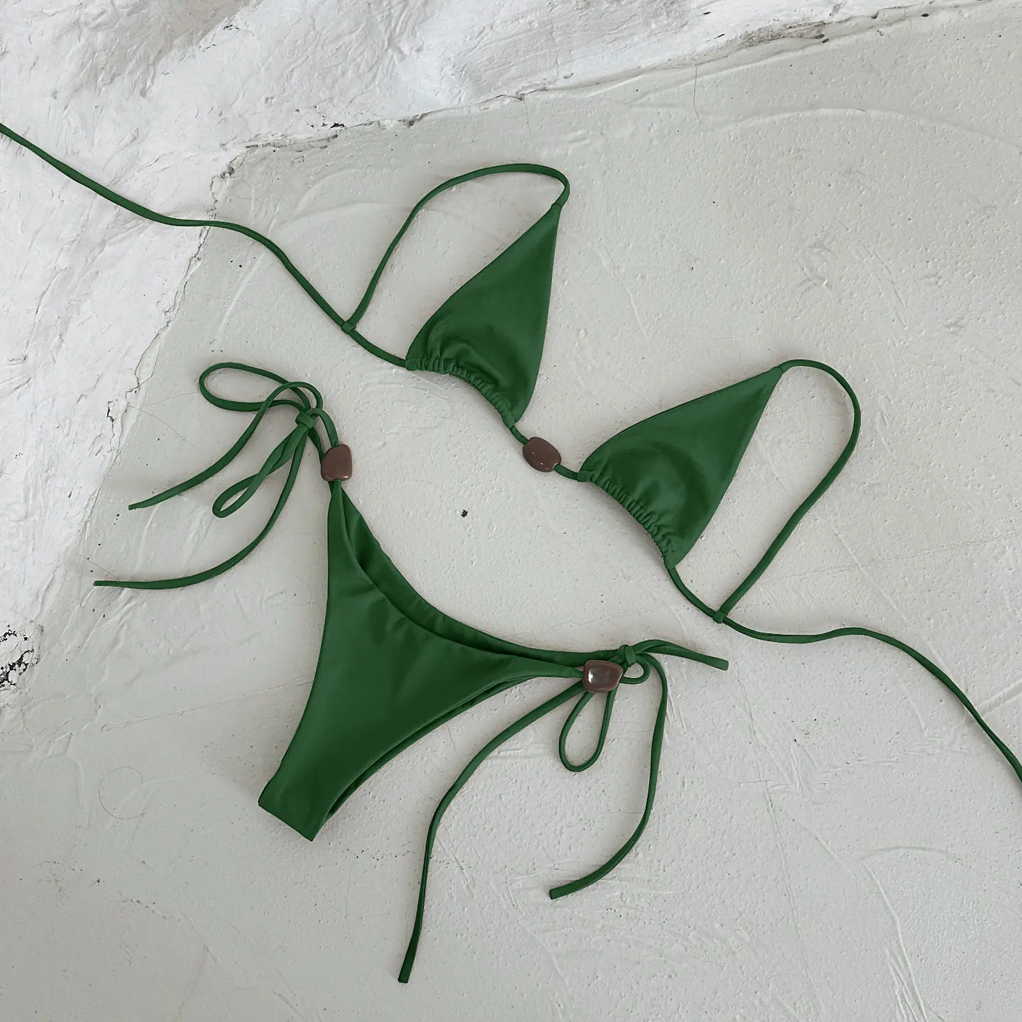 

Decorated Lace-up Bikini Women's Swimwear Sexy Lady Micro Biquini Low Waist Swimsuit Fashion Mujer Bathing Suit Female Beachwear