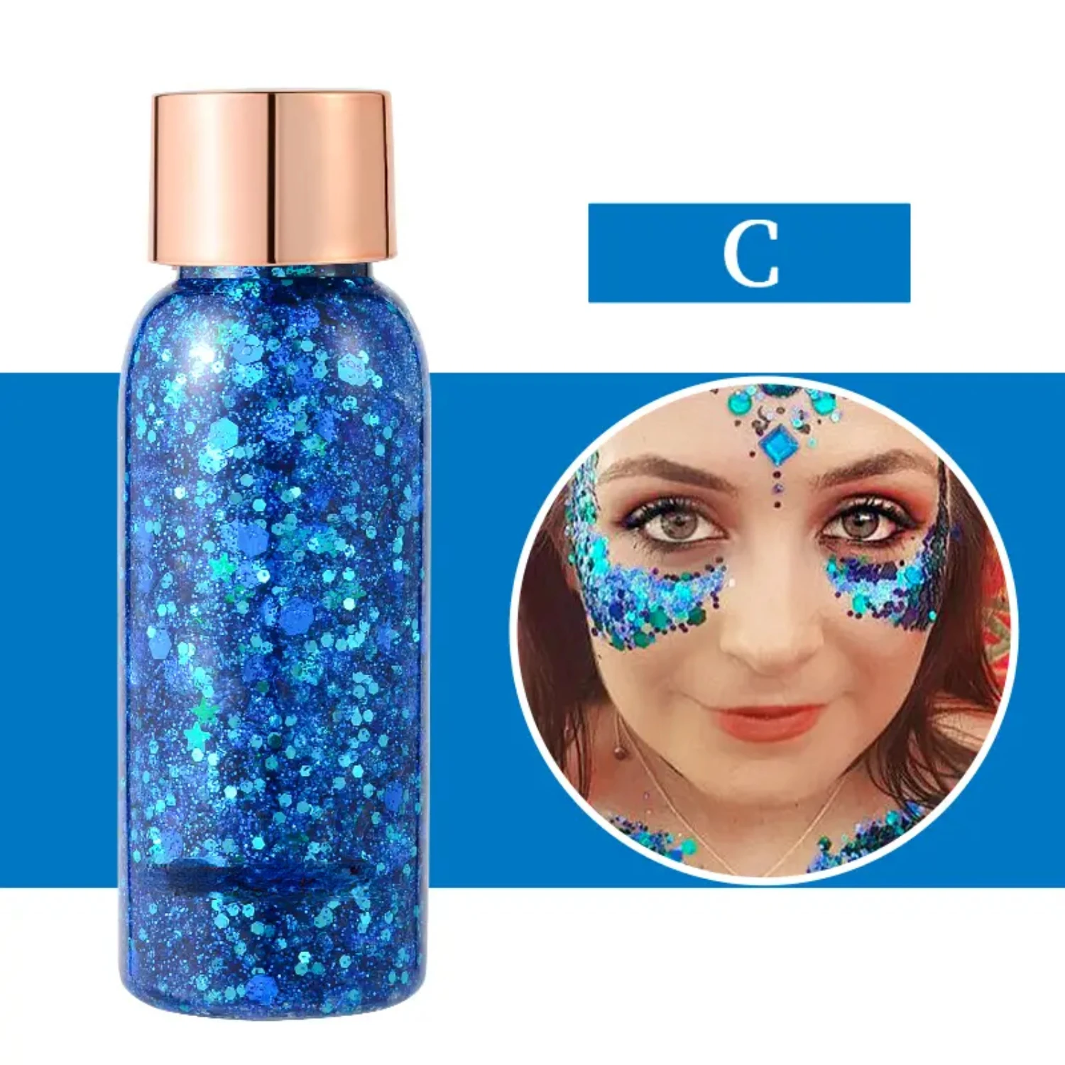 Long Lasting Mermaid Glitter Body Gel Set for Skin and Face - Shimmering Sequins Cream for Eyeshadow, Lip, Nail, and Hair Painti