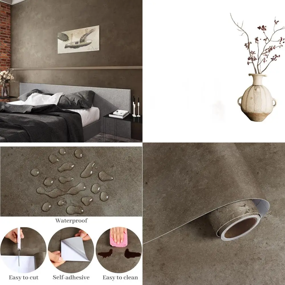 

Большие самоклеящиеся обои под бетон, 32x354 см, металлик-коричневый, водонепроницаемые, съемные, виниловые, для стен