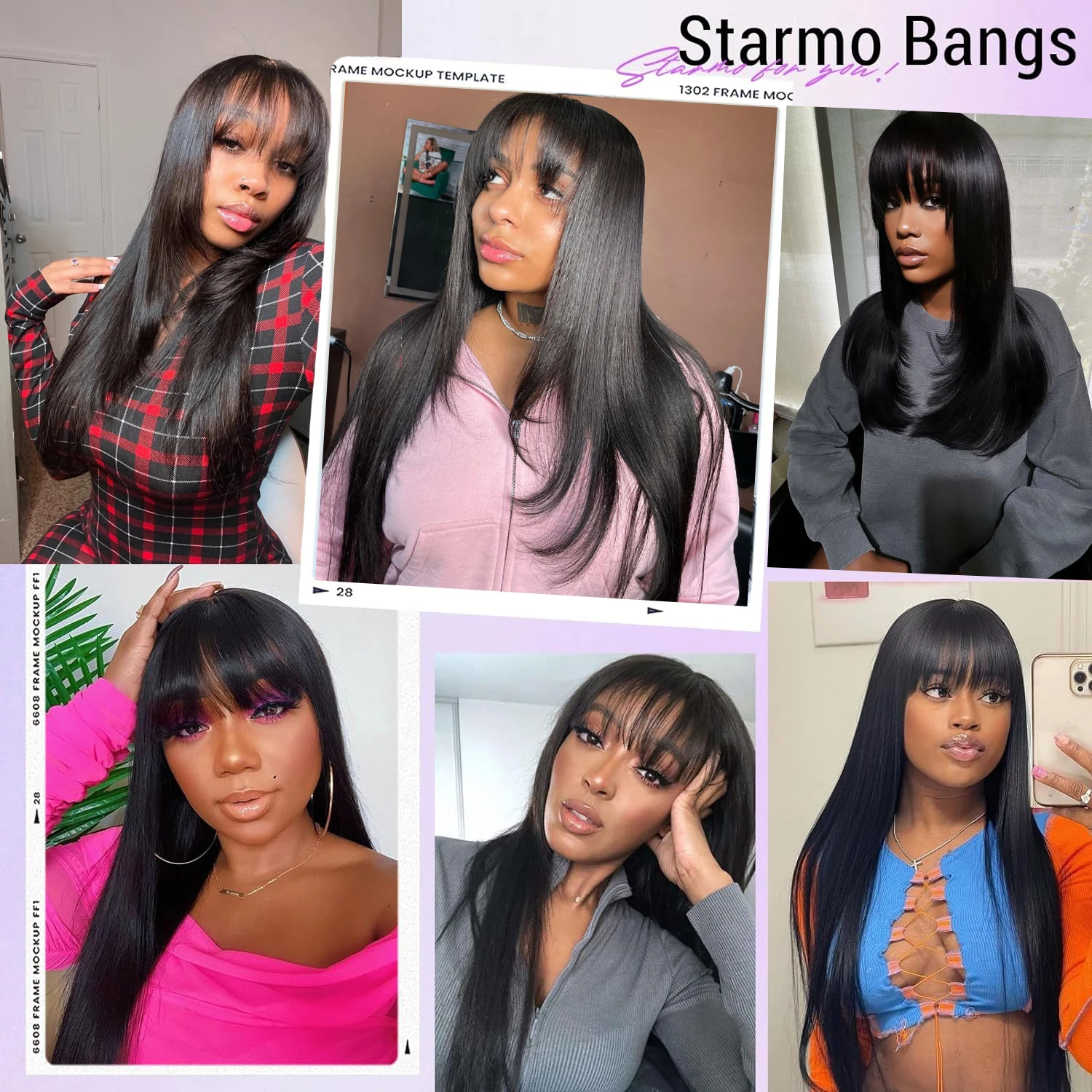 Layered Lace Wigs with Bangs Straight Lace Fake Scalp Synthetic Natural Layers Cut Wigs For Women Heat Resistant Glueless Wigs