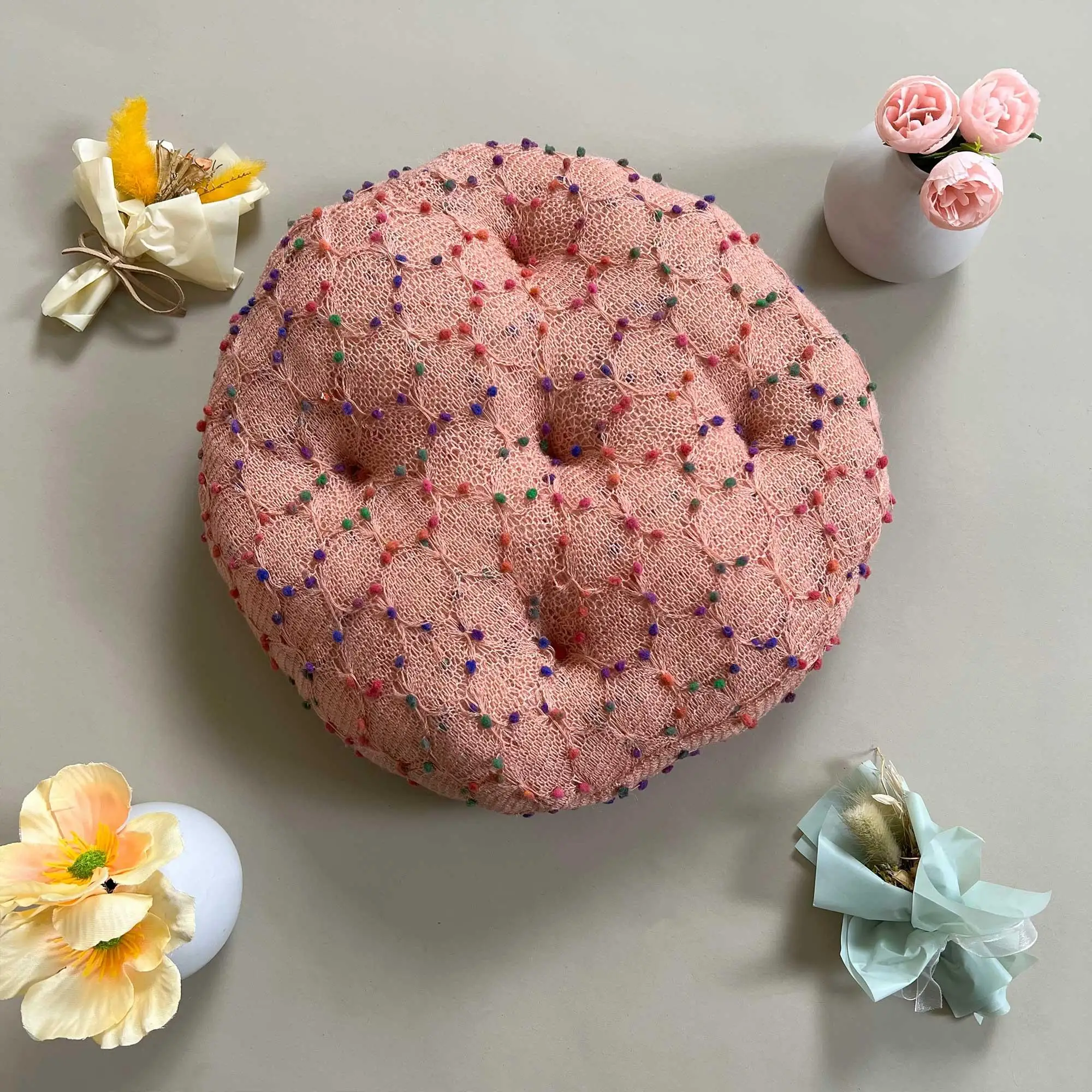 

Bed Couch Chair Pillow Soft Round Decorative Plush Round Pillow Seat Cushion Decorative Pillows For Rainbow Dots