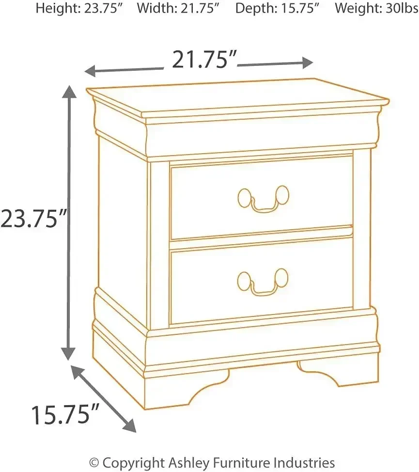 Design by Ashley Alisdair Traditional 2 Drawer Nightstand, Dark Brown
