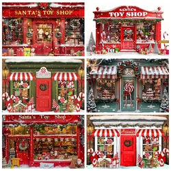 Christmas Photography Backdrop Vinyl Santa's Toy Shop Decoration Backdrop for Xmas Party Supplies Photo Background Studio Decor