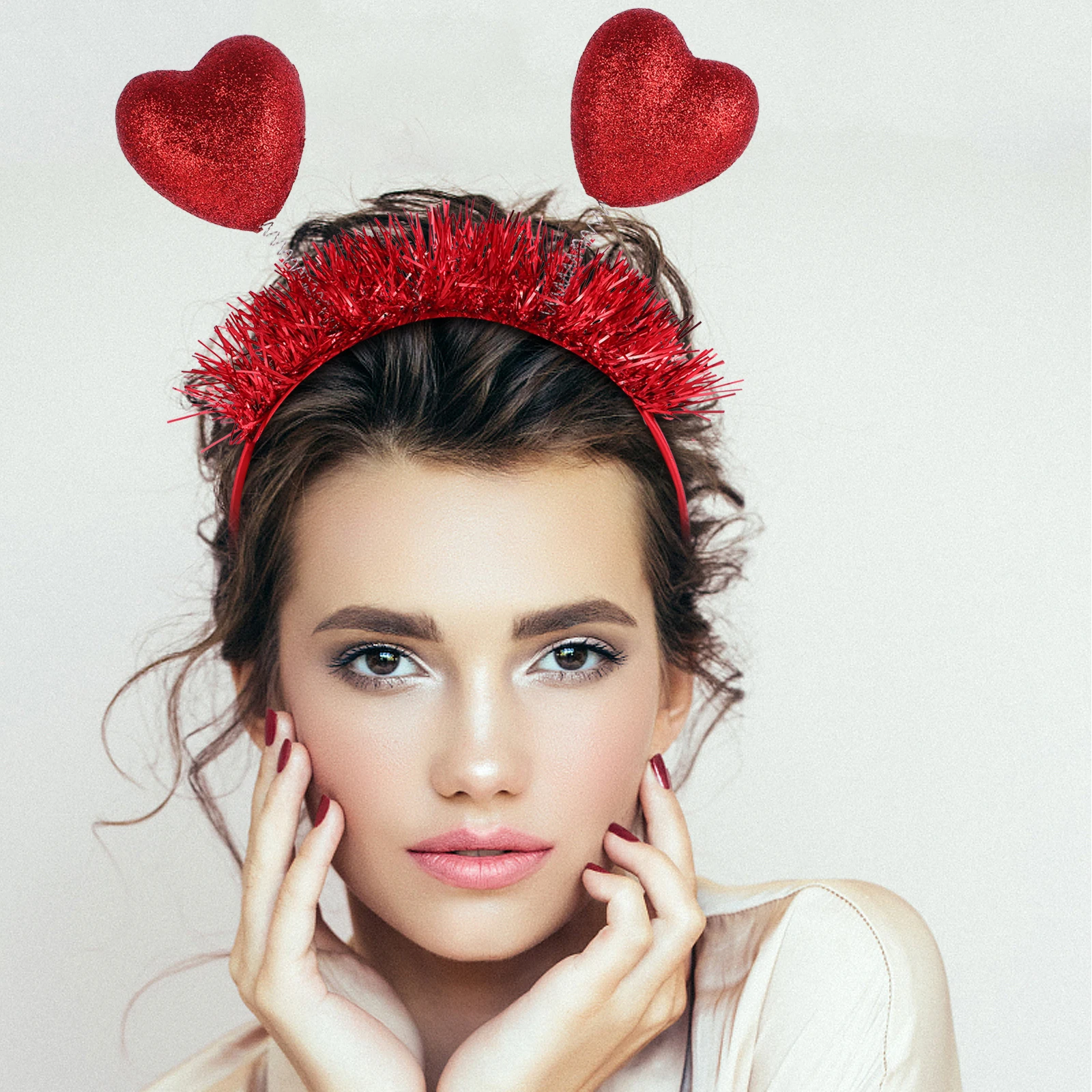 

2pcs Heart Shaped Hair Hoops Romantic Red Valentine Accessories Selfie Photo Props Wonderful Cosplay Headband PARTY