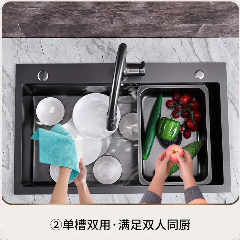Nano Coating Stainless Steel Handmade Large Single Bowl Kitchen Sink Household Vegetable Washing Basin