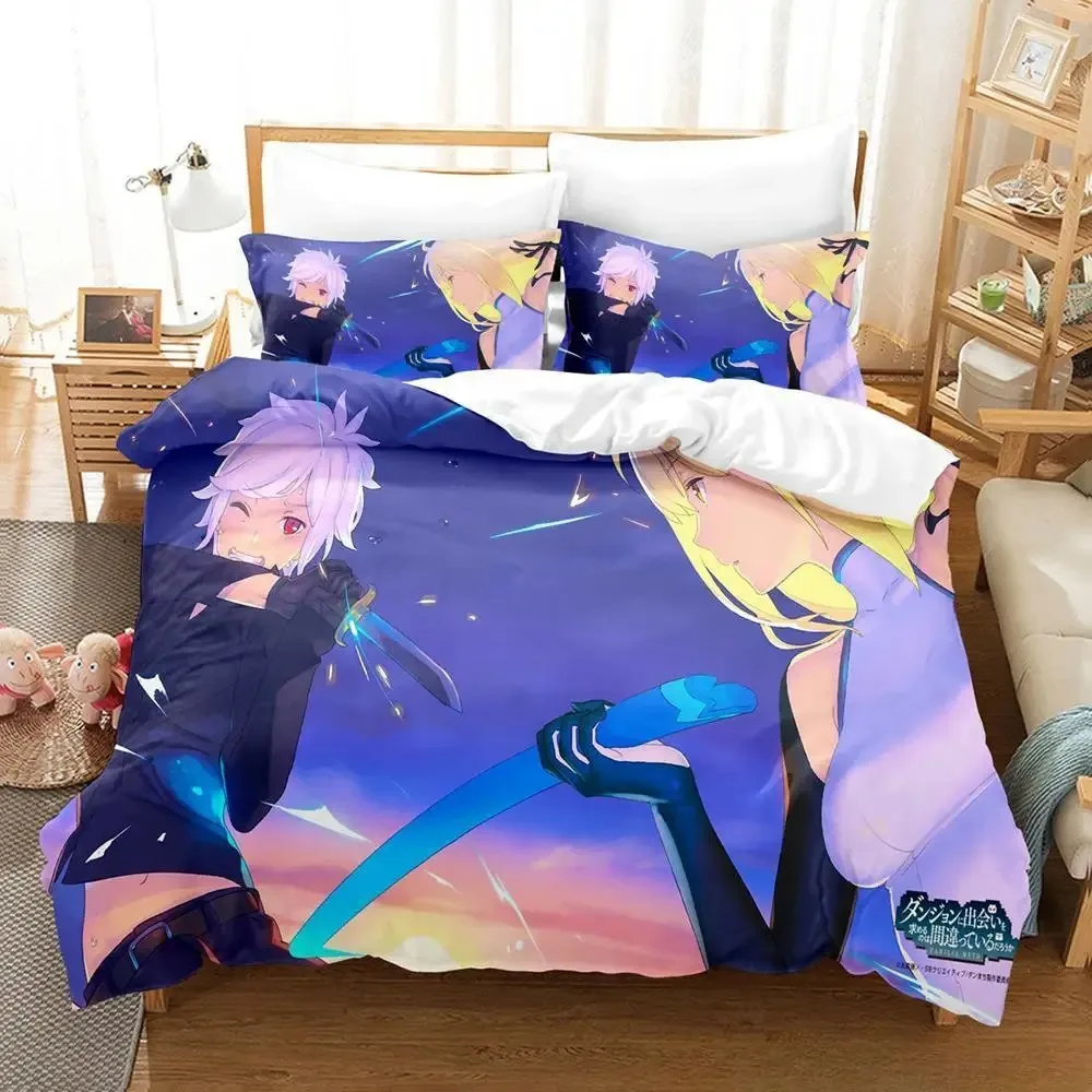 

New Is It Wrong to Try to Pick Up Girls in a Dungeon IV Part Bedding Set Anime three-piece set Adult Kid Bedroom Duvetcover Sets