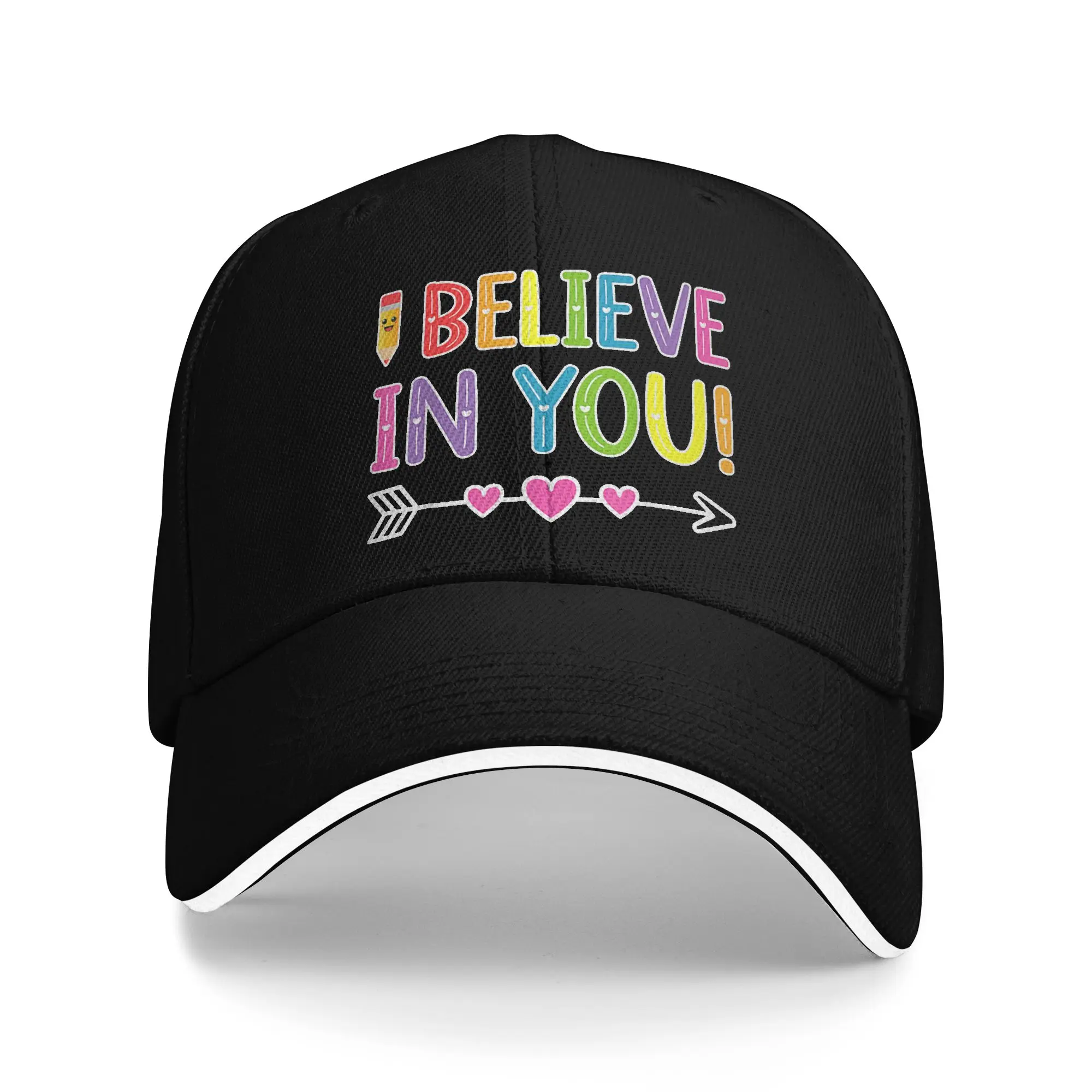 I Believe in You T-Shirt Teacher Testing Day Gift Baseball Cap  Men Trucker Hat Summer Trendy Tennis Skate Baseball Caps