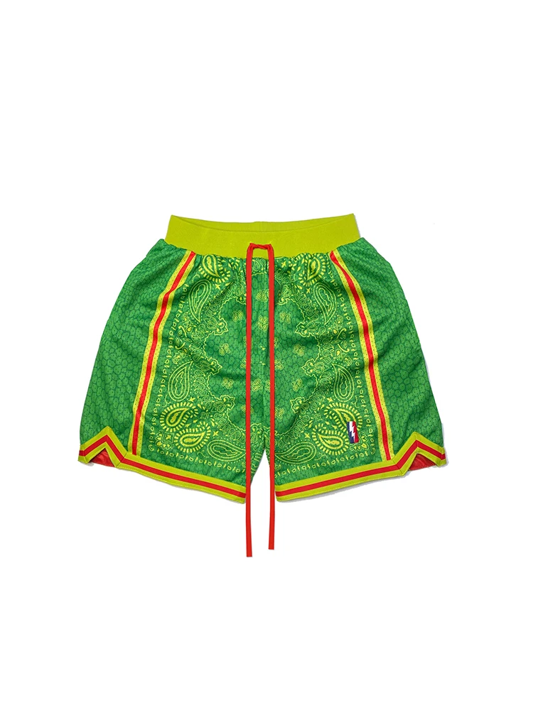 ZOOY (L-9XL) Men's Plus Size Vintage Hip Hop Stripe Street Fashion Color Block Sport Shorts