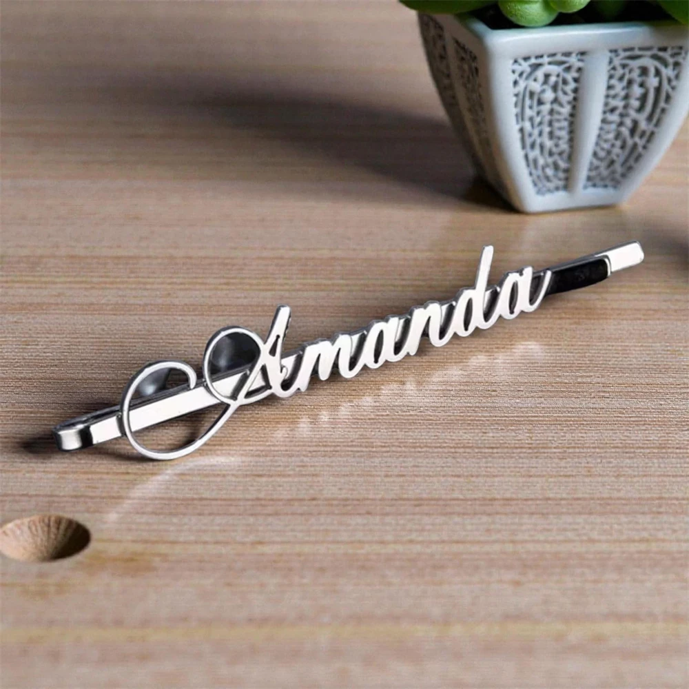 Fashion Custom Name Hairclip Stainless Steel Hair Clip Personalized Hair Accessories For Women Girls Charming Head Jewelry Gift view 3