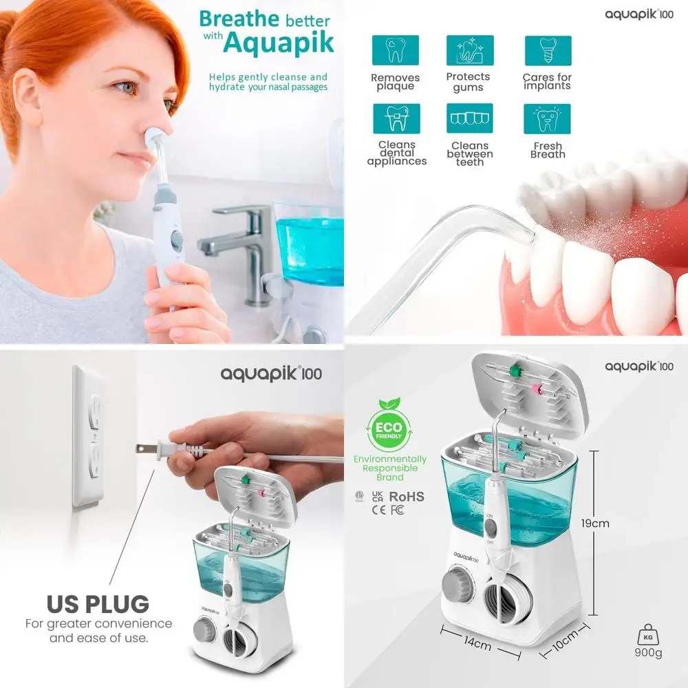 

Electric Power Oral Irrigator for Deep Cleaning with 10 Pressure Levels, 9 Nozzles, and 600ml Tank, Suitable for Gums, Braces, a