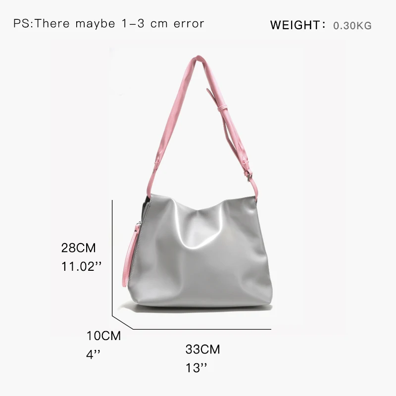 MABULA Gray and Pink Pu leather Shoulder Bag for Women Adjustable Strap Square Hobo Purse Simple Stylish Cross Messenger Handbag